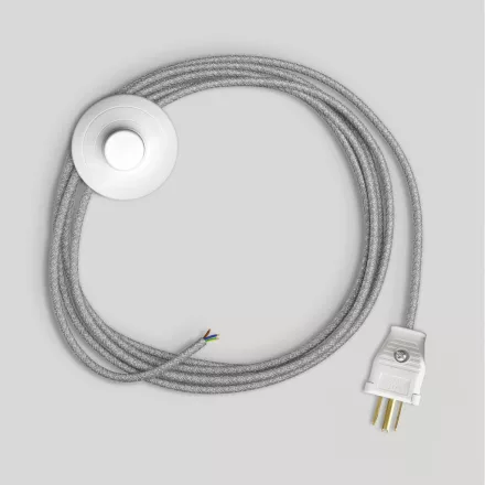 Lamp cable set with gray linen cable, 10 feet