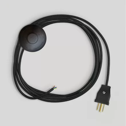 Cable set for lamp, with black cable, 3 meters