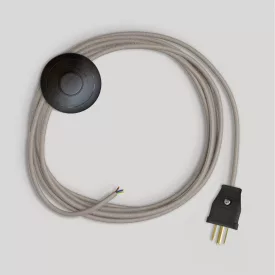 Cable set for lamp, with dove gray cotton cable, 10 feet