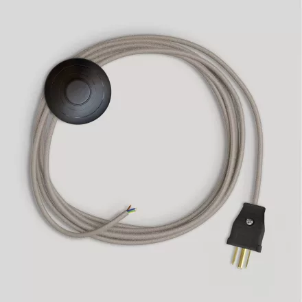 Cable set for lamp, with dove gray cotton cable, 10 feet