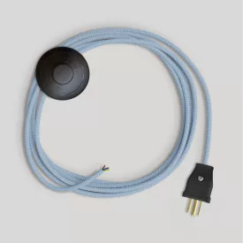 Cable set for lamp, with blue Steward cotton cable, 10 feet