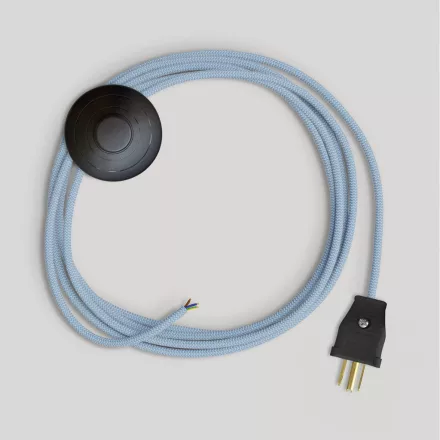 Cable set for lamp, with blue Steward cotton cable, 10 feet