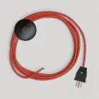 Cable set for lamp, with bright red cable, 10 feet