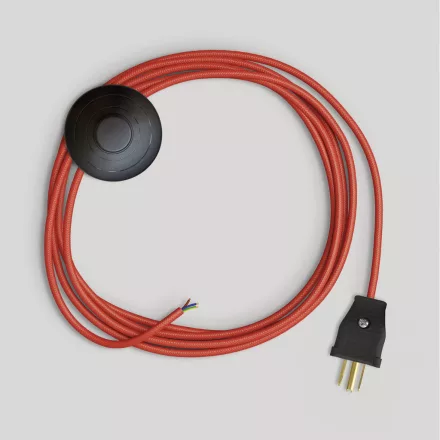 Cable set for lamp, with bright red cable, 10 feet