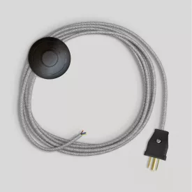 Lamp cable set with gray linen cable, 10 feet