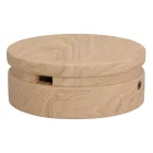  Round Ø 125 mm (5") wooden ceiling with 2 side holes for cord light cable and Filé system. Made in Italy, according to US standards