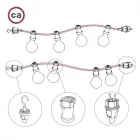 Electric cable for chain lighting, rayon fabric cover, white CM01 - UV resistant
