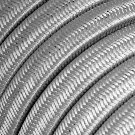 Electric cable for chain lighting, rayon fabric cover, silver CM02