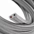 Electric cable for chain lighting, rayon fabric cover, silver CM02