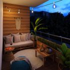 Electric cable for string lights, rayon fabric cover, gray CM03