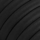 Electric cable for string lights, covered with rayon fabric, black CM04 - UV resistant