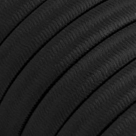   Electric cable for string lights, covered with rayon fabric, black CM04 - UV resistant