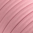 Electric cable for chain lighting, covered with rayon fabric, baby pink CM16