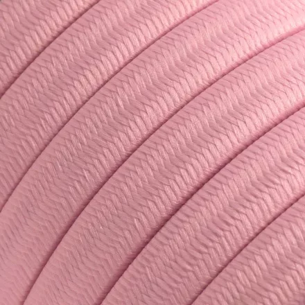 Electric cable for chain lighting, covered with rayon fabric, baby pink CM16
