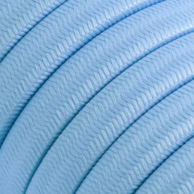   Electric cable for chain lighting, covered with rayon fabric, baby blue CM17