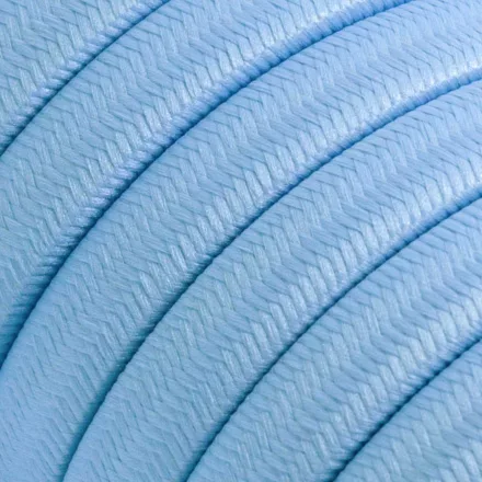 Electric cable for chain lighting, covered with rayon fabric, baby blue CM17
