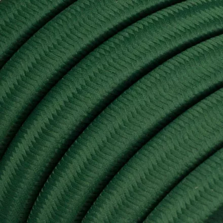 Electric cable for chain lighting, rayon fabric cover, dark green CM21
