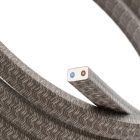 Electric cable for string lights, linen fabric cover, brown CN04 - UV resistant