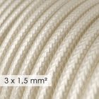 Large cross-section electrical cable 3x1.50 round - rayon sheath, ivory RM00