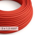 Large cross-section electrical cable 3x1.50 round - rayon sheath, red RM09