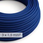 Large cross-section electrical cable 3x1.50 round - rayon Blue RM12 covering