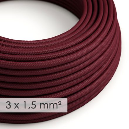 Large cross-section electrical cable 3x1.50 circular - rayon cover, burgundy RM19