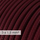 Large cross-section electrical cable 3x1.50 circular - rayon cover, burgundy RM19