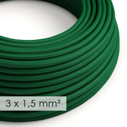 Large cross-section electrical cable 3x1.50 round - rayon sheath Dark green RM21