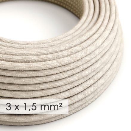 Large cross-section electrical cable 3x1.50 round - natural neutral linen cover RN01