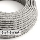 Large cross-section electrical cable 3x1.50 round - natural gray linen cover RN02