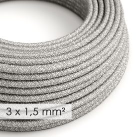   Large cross-section electrical cable 3x1.50 round - natural gray linen cover RN02