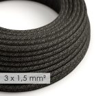 Large cross-section electrical cable 3x1.50 round - natural anthracite linen cover RN03