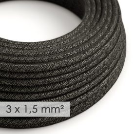   Large cross-section electrical cable 3x1.50 round - natural anthracite linen cover RN03