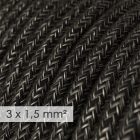 Large cross-section electrical cable 3x1.50 round - natural anthracite linen cover RN03