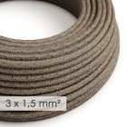 Large cross-section electrical cable 3x1.50 round - natural brown linen cover RN04