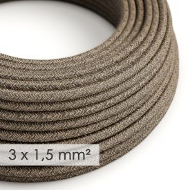   Large cross-section electrical cable 3x1.50 round - natural brown linen cover RN04