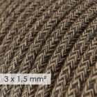 Large cross-section electrical cable 3x1.50 round - natural brown linen cover RN04