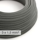 Large cross-section electrical cable 3x1.50 round - 3D black and white synthetic silk covering RT41