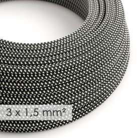   Large cross-section electrical cable 3x1.50 round - 3D black and white synthetic silk covering RT41