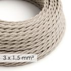 Large cross-section electrical cable 3x1.50 twisted - natural neutral linen TN01 sheath