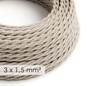   Large cross-section electrical cable 3x1.50 twisted - natural neutral linen TN01 sheath