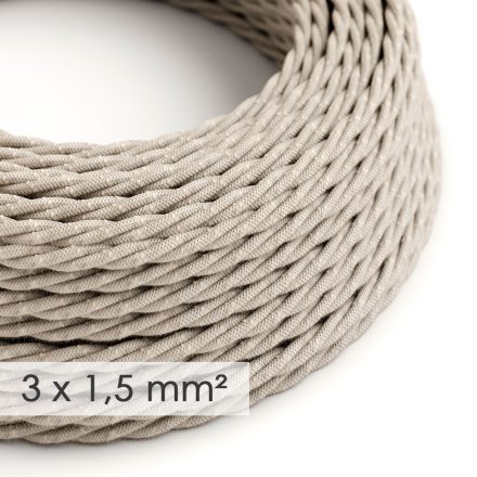 Large cross-section electrical cable 3x1.50 twisted - natural neutral linen TN01 sheath