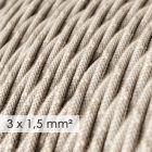 Large cross-section electrical cable 3x1.50 twisted - natural neutral linen TN01 sheath