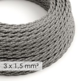   Large cross-section electrical cable 3x1.50 twisted - natural gray linen TN02 covering