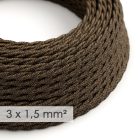 Large cross-section electrical cable 3x1.50 stranded - natural brown linen covering TN04