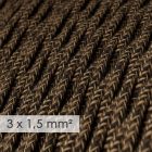 Large cross-section electrical cable 3x1.50 stranded - natural brown linen covering TN04