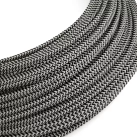  Extra low voltage power cable, coated with silk-effect material, black and white zigzag pattern RZ04