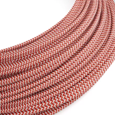 Extra low voltage power cable, coated with silk-effect material, ZigZag white and red RZ09