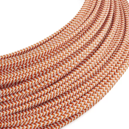 Extra low voltage power cable, coated with silk-effect material, zigzag white and orange RZ15