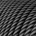 Shiny graphite and charcoal black Vertigo textile cable – The original Creative-Cables – ERM38 round 2x0.75 mm / 3x0.75 mm